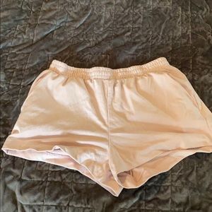 Blush suede shorts